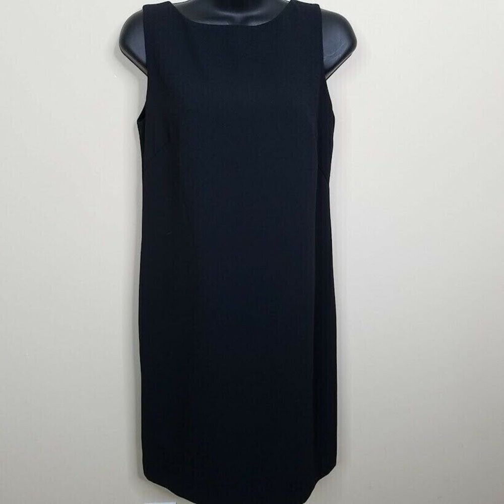 Ann Taylor Womens Sheath Dress Size 4 Vintage 90s Black Large Buttons Sleeveless